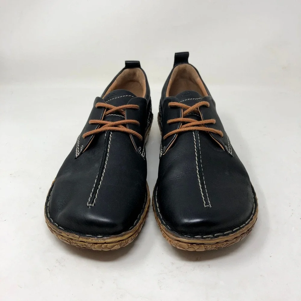 Josef Seibel Womens 39 Oxford Rosalie 50 Black Leather Stitch Lace Up Comfort